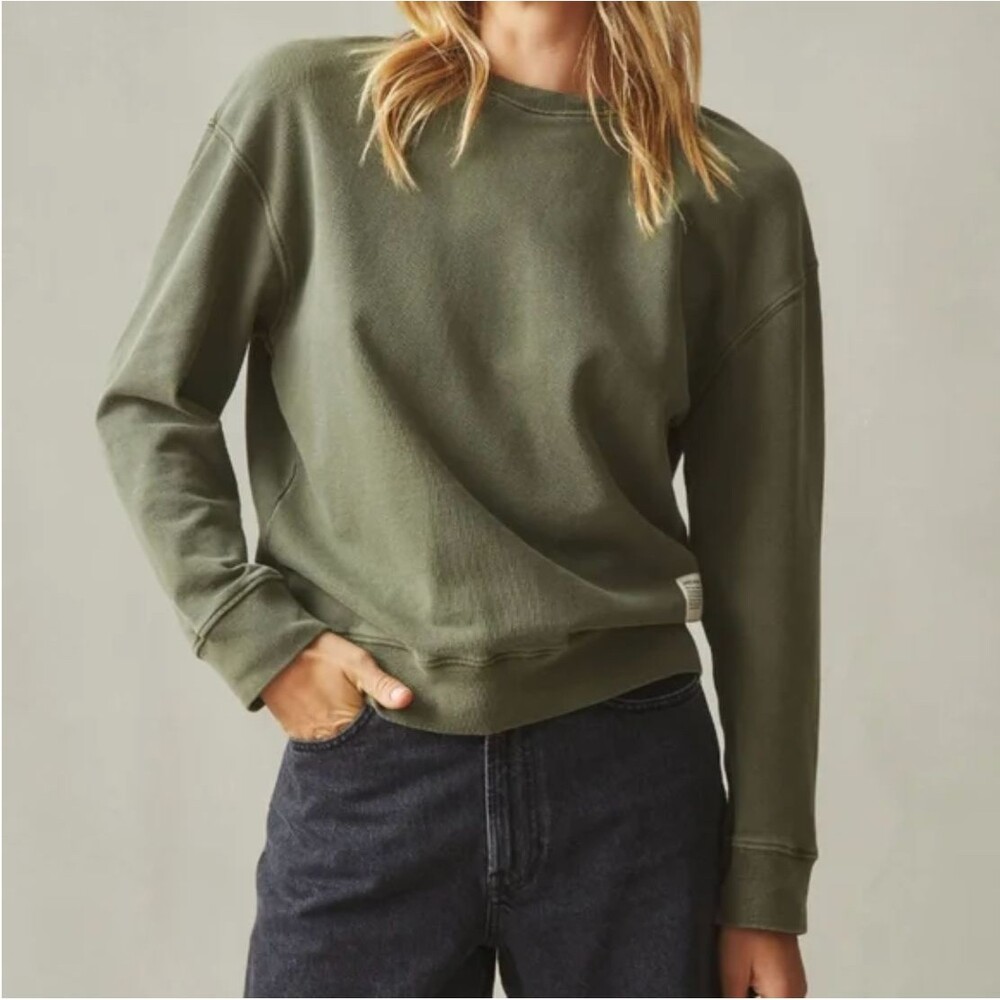 American Giant Vintage Washed Relaxed French Terry Womens Medium Olive Green NEW
